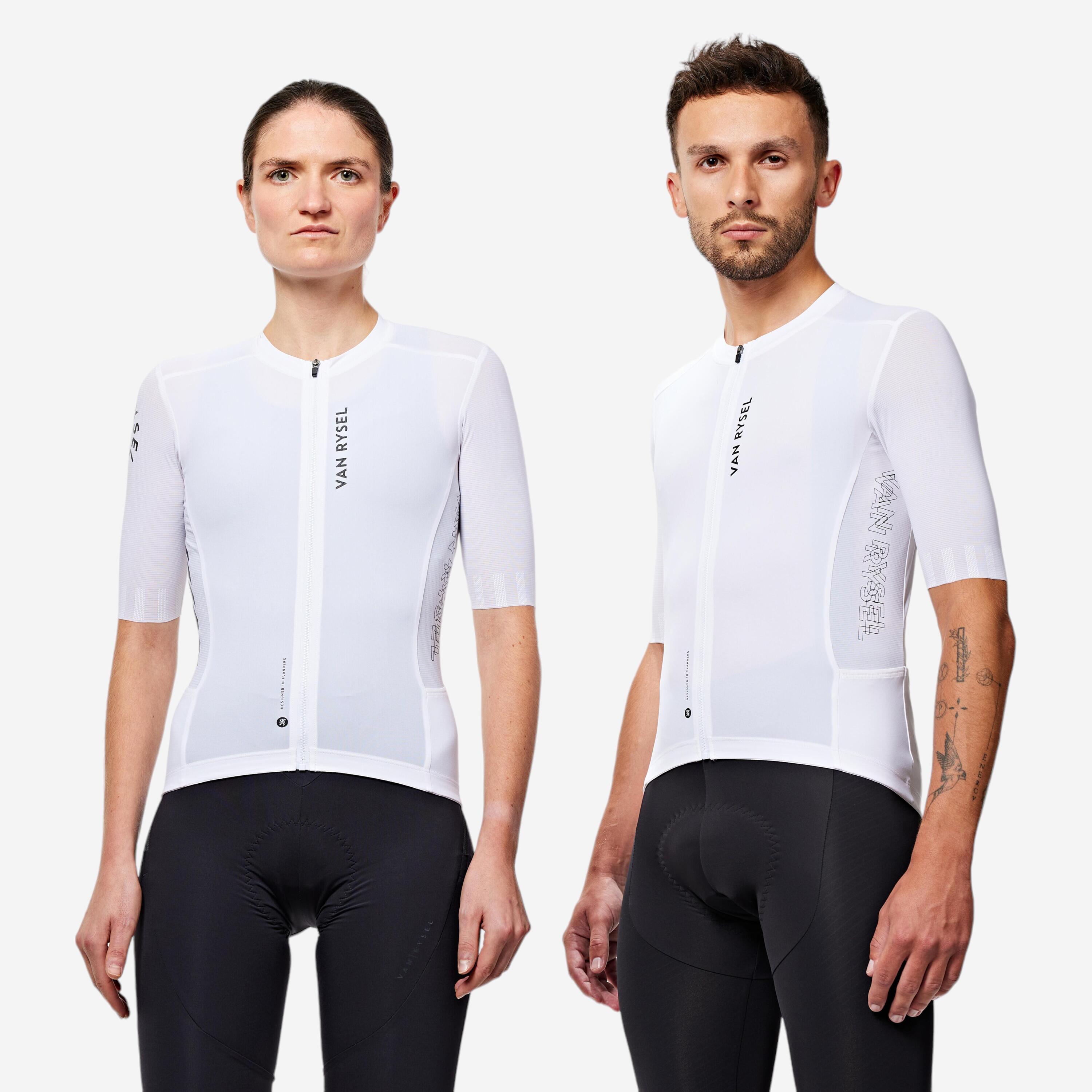 Unisex Short-Sleeved Summer Road Bike Jersey Racer 2 - White 1/9