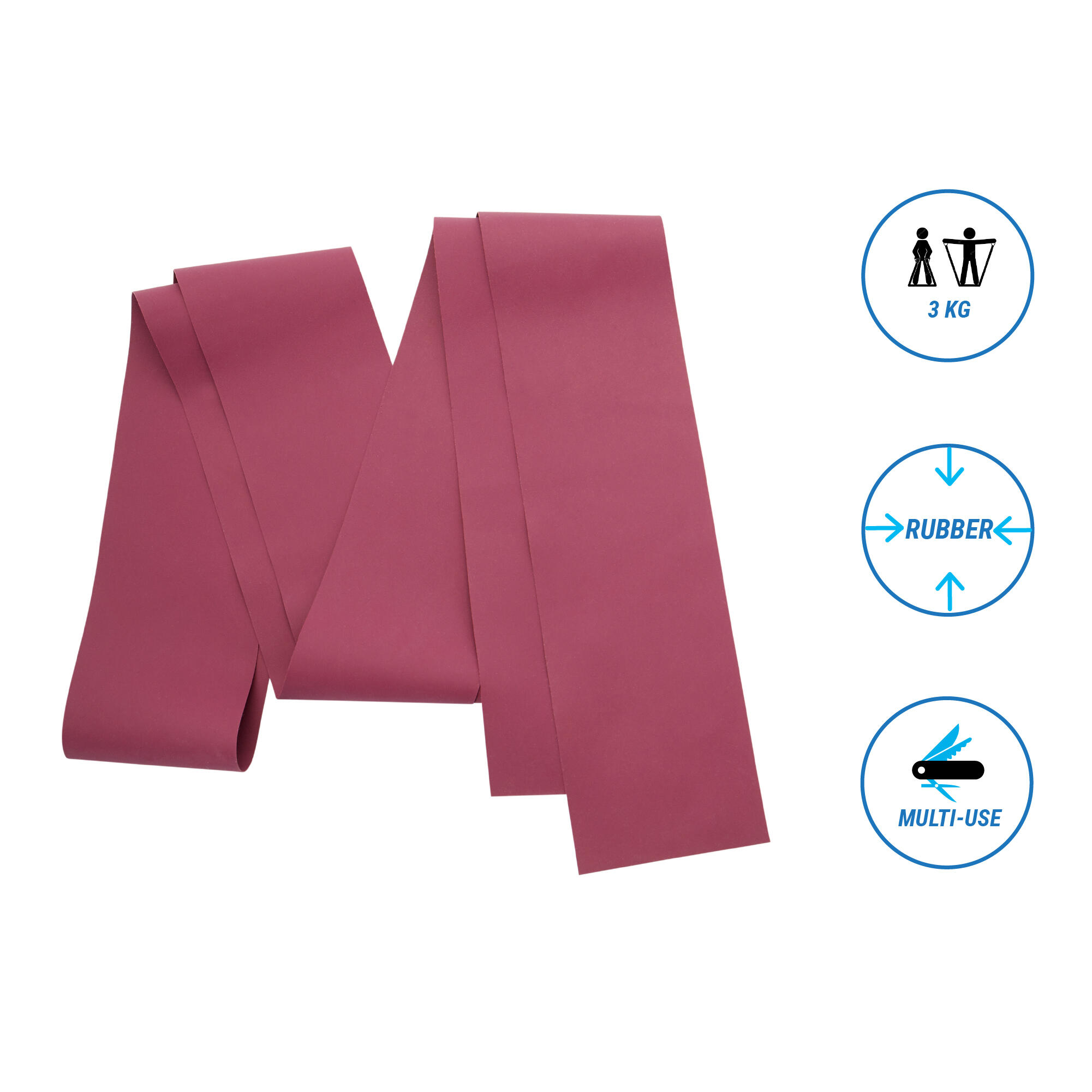 Banda Elástica Pilates Burdeos Resistencia 3 kg 3/5