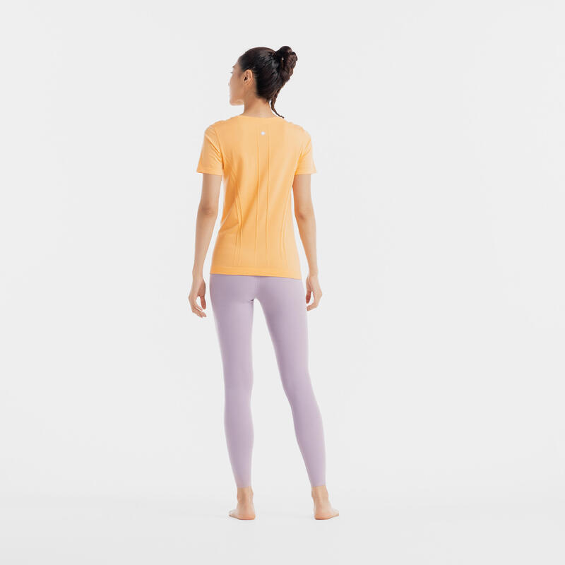 Women's Short-Sleeved Seamless Yoga T-Shirt - Orange Sunset