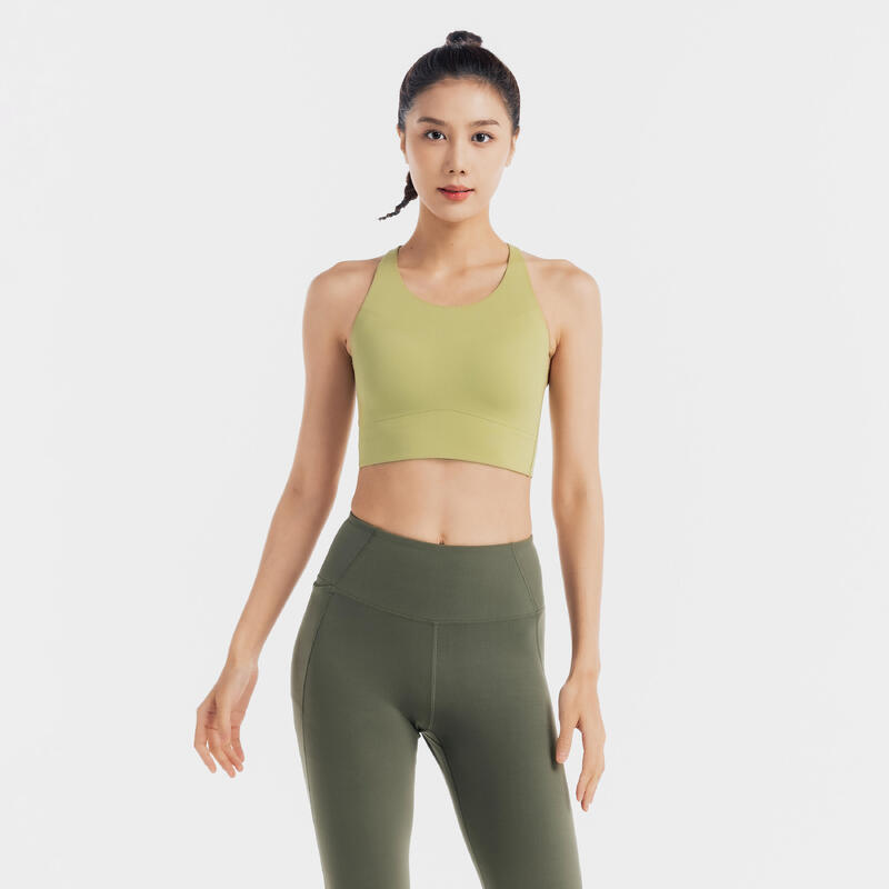 Women's soft beauty Back Long Sports Bra - Green