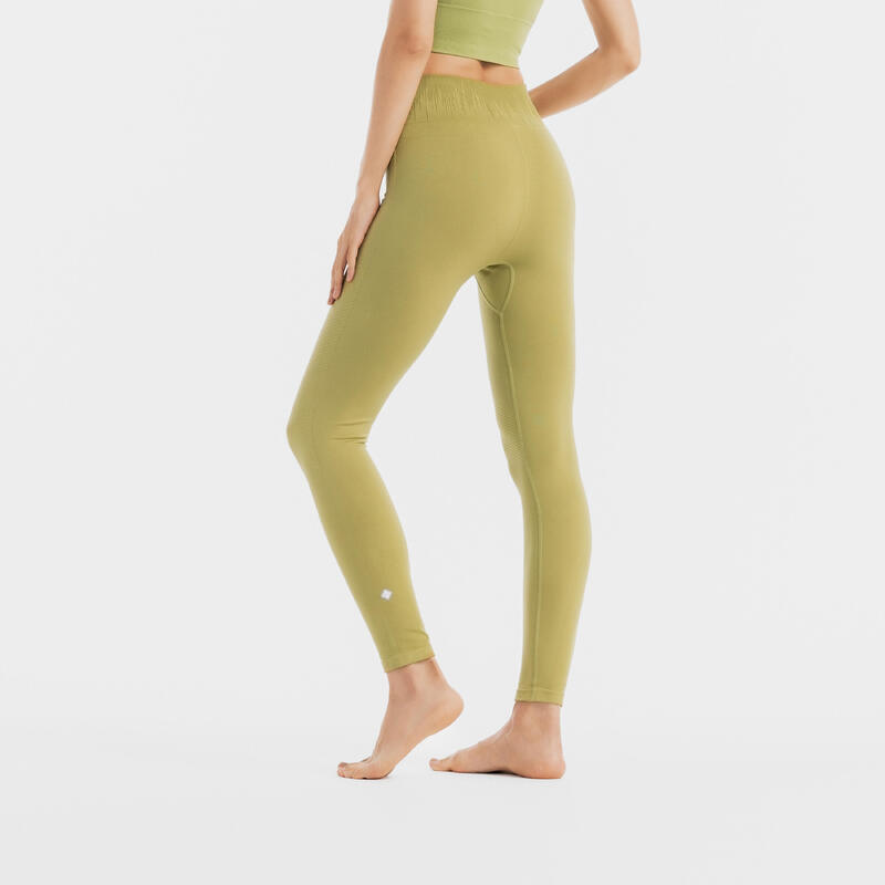 Seamless Long Yoga Leggings - Olive Green