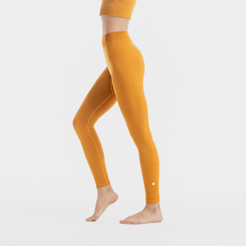 Seamless Long Yoga Leggings - Ochre