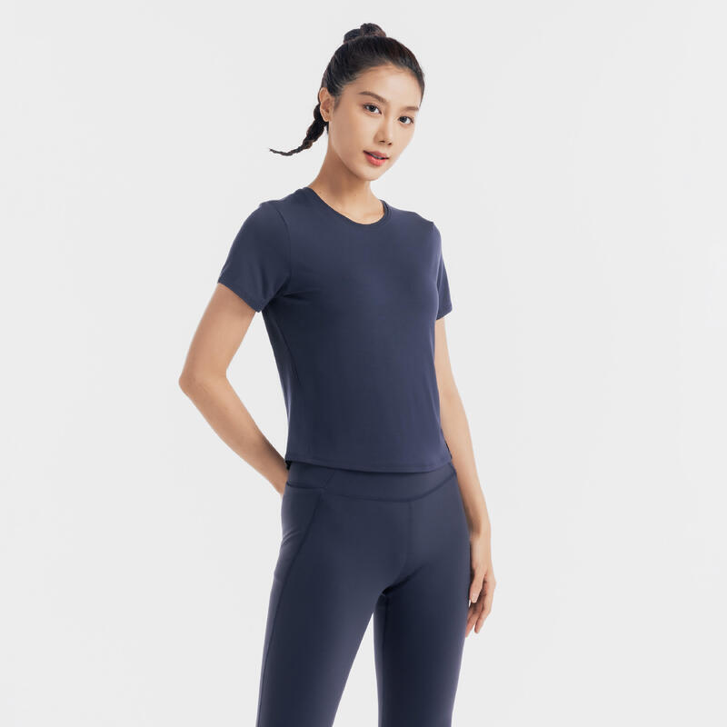 絲質瑜珈 T 恤 520－軍藍色