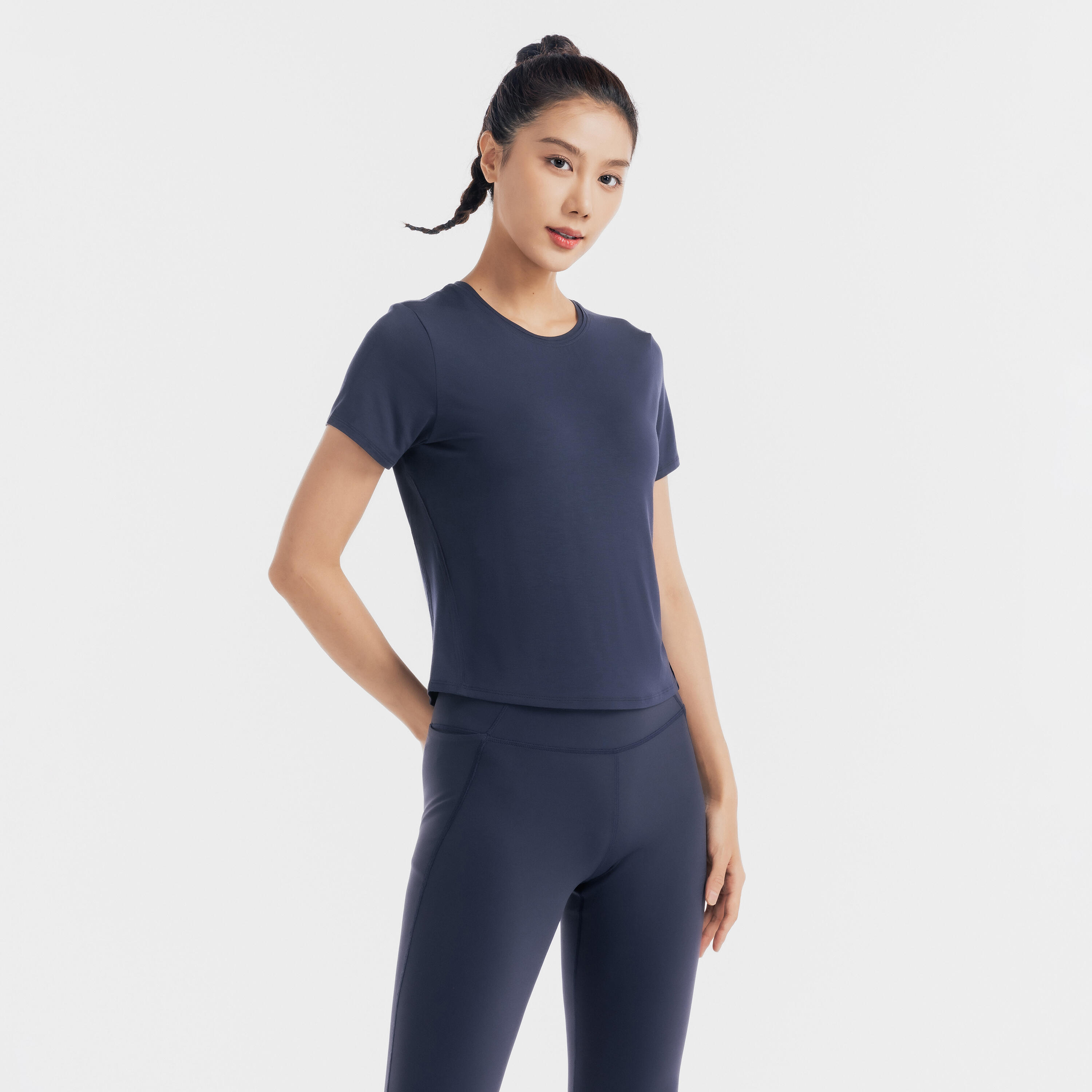 Navy blue yoga top online