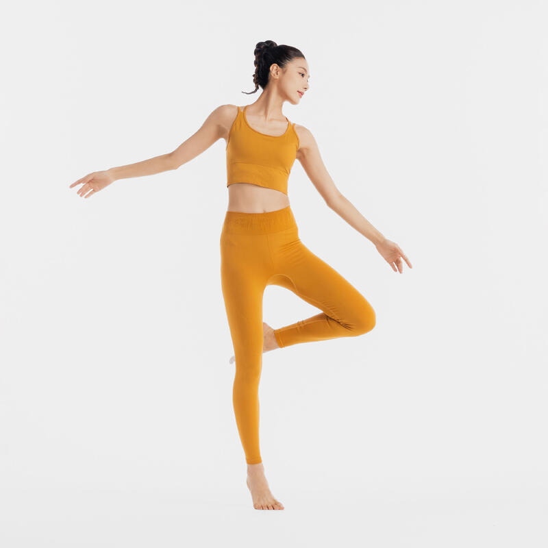 Seamless Long Yoga Leggings - Ochre