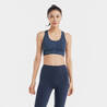 Women's Light Support Sports Bra with Cross-Over Straps - Steel Blue