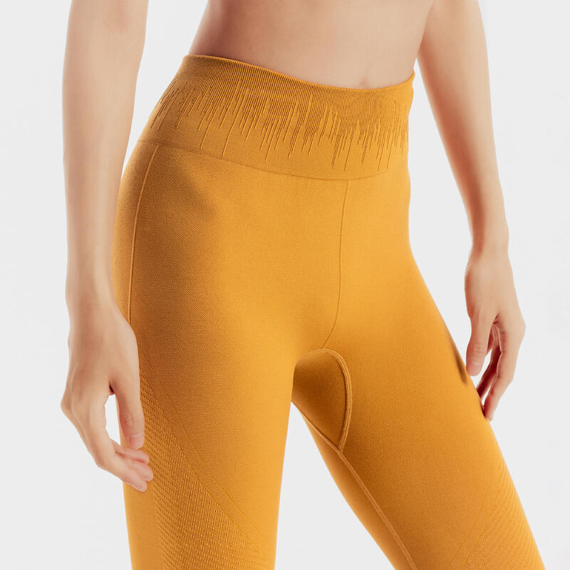 Seamless Long Yoga Leggings - Ochre