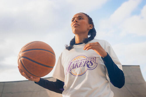 T-shirt de basketball NBA Lakers homme/femme -  TS 900 AD Violet