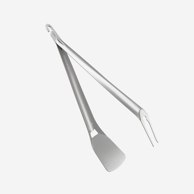 Kit 2 ustensiles en acier inoxydable, spatule-fourche, pour le camping