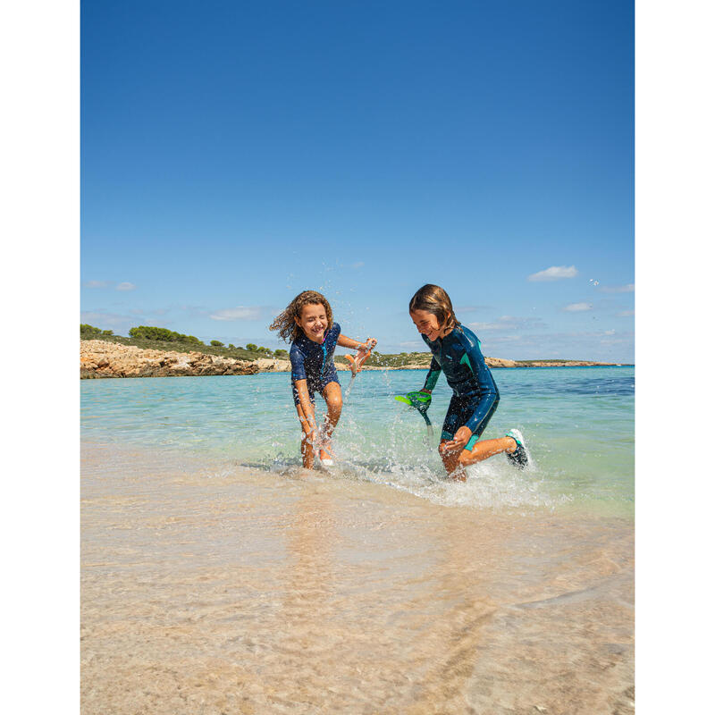 Snorkelset voor kinderen duikbril en snorkel 100 met ventiel abrikooskleur