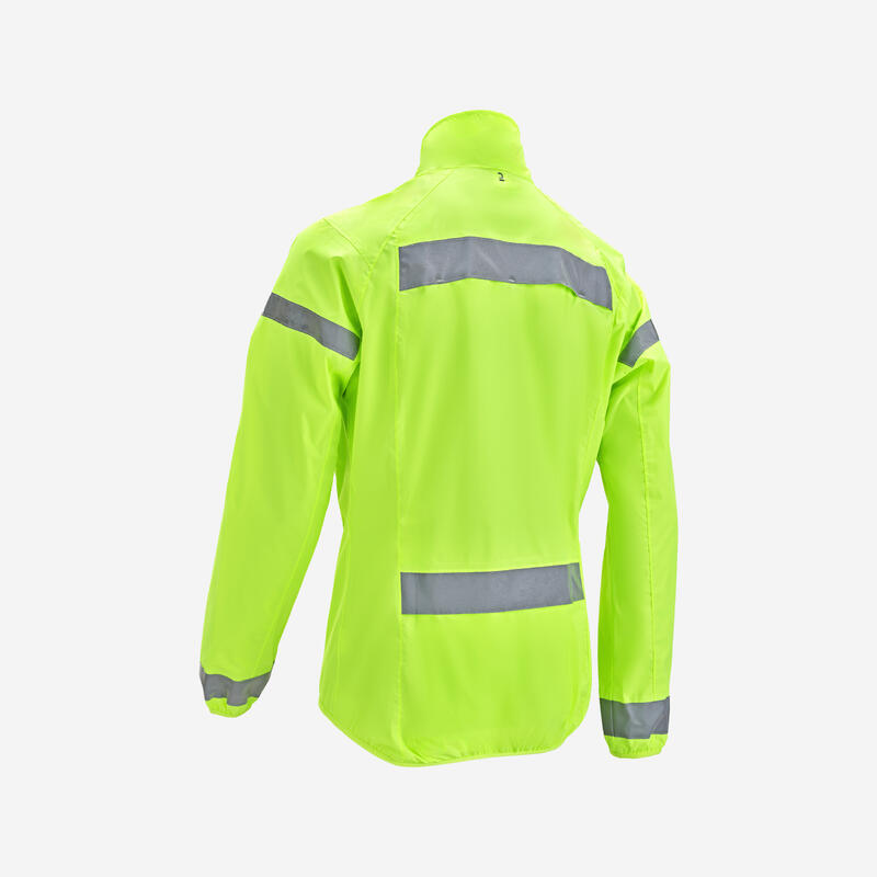 Men's Long-Sleeved Showerproof Road Cycling Jacket RC 120 Visible EN11353