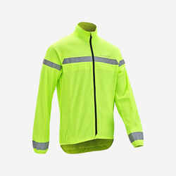 Men's Long-Sleeved Showerproof Road Cycling Jacket RC 120 Visible EN11353