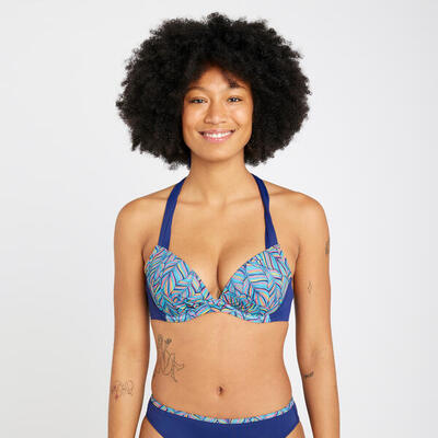 Top bikini Mujer push up relleno fijo turquesa