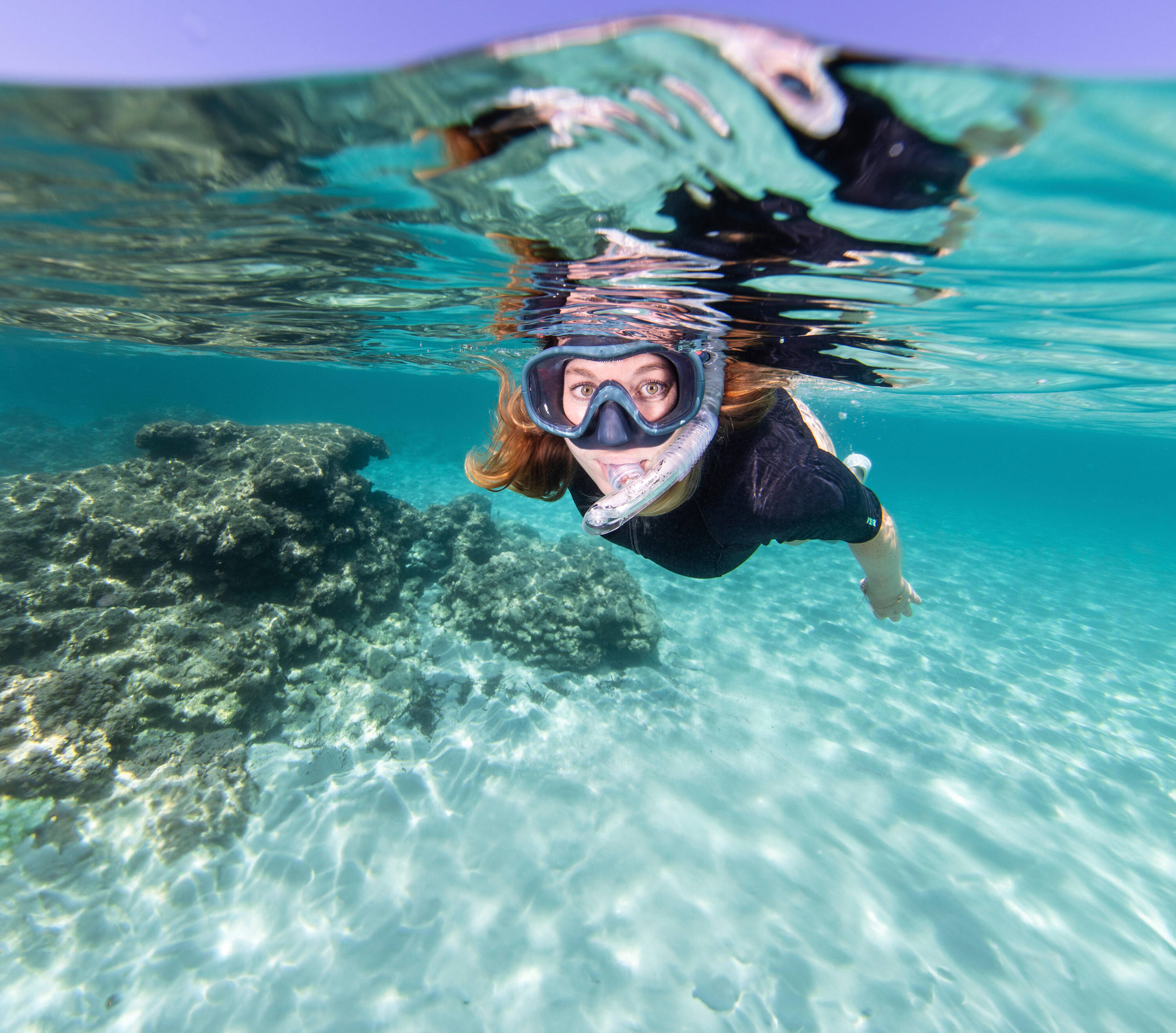 Adult Diving snorkel with Valve - 100 Grey -  2