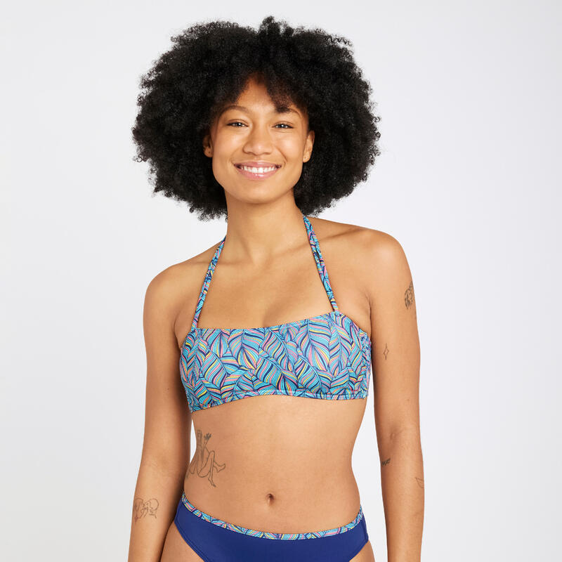 Top Bikini Mujer Bandeau relleno extraíble Turquesa