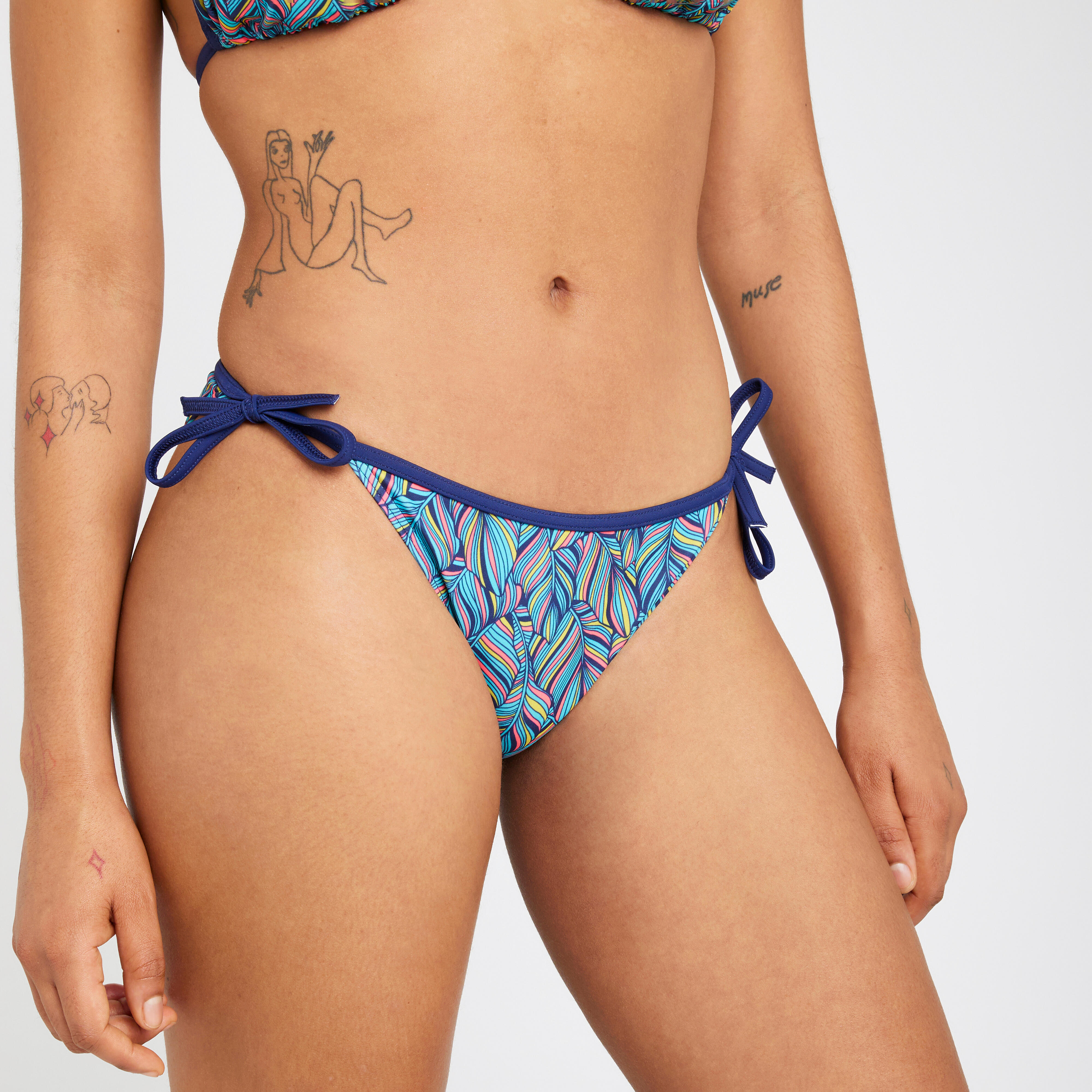Olaian - Bas De Maillot De Bain Culotte Nouée Femme - Soly Foly Turquoise - Bas De Maillot De Bain (bikini) - Surf Bodyboard Ski Nautique - - 36 Xs -