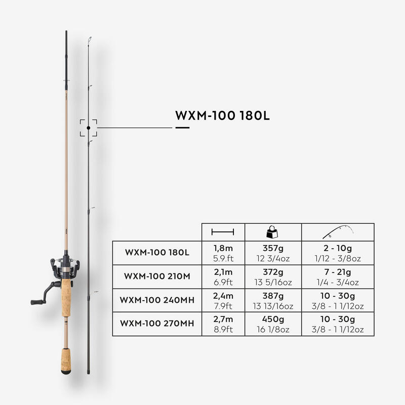 Sada přívlačového prutu a navijáku WXM 100 Spinning 1,8 m L 2–10 g