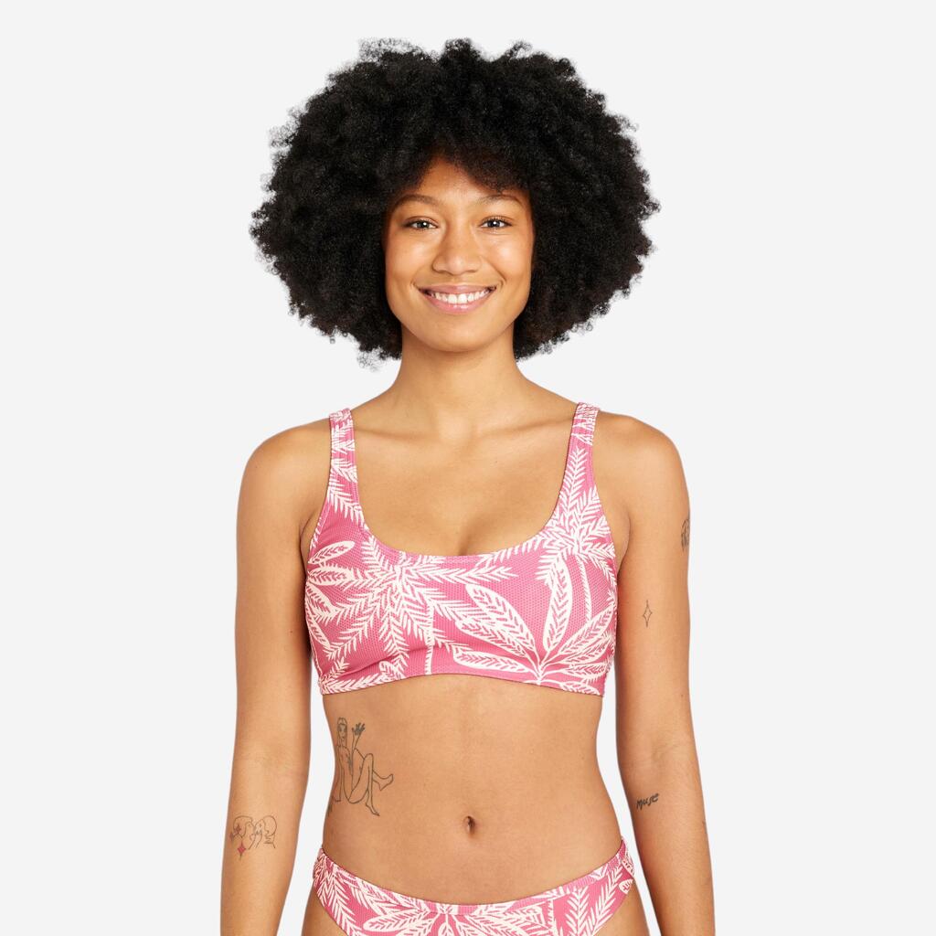 Women’s textured bralette swimsuit top - Aurely palmer pink