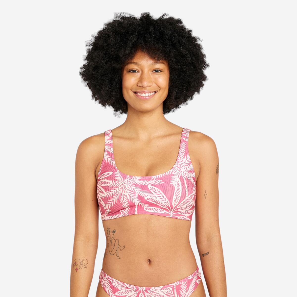 Haut de maillot de bain brassière texturée femme - aurely palmer rose