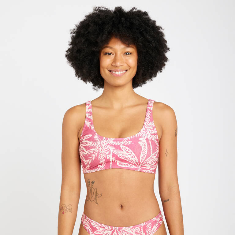 Women's textured bralette swimsuit top - Aurely palmer pink