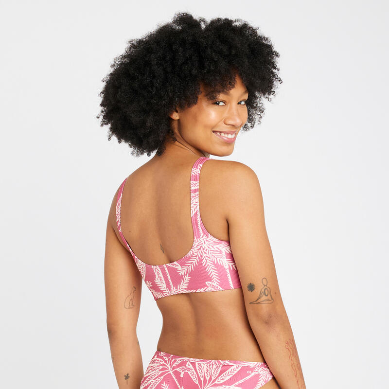 Bikinitop met textuur voor dames triangel Aurely palmer roze