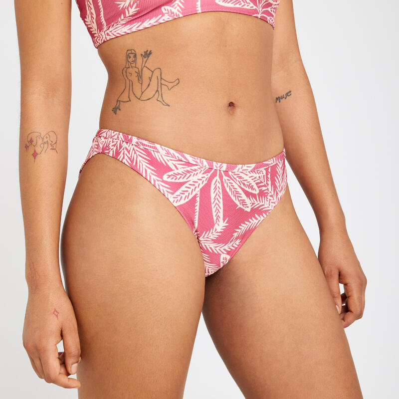 Bikinibroekje met textuur voor surfen dames tanga Lulu palmer roze