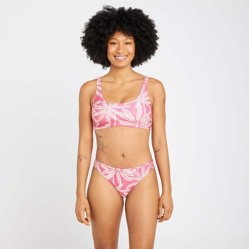 Bikinitop met textuur voor dames triangel Aurely palmer roze