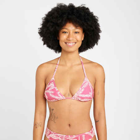 Top de bikini de surf de triángulos rosa texturizado para mujer Mae Palmer