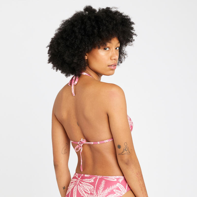Bikinitop met textuur voor dames triangel Mae palmer roze