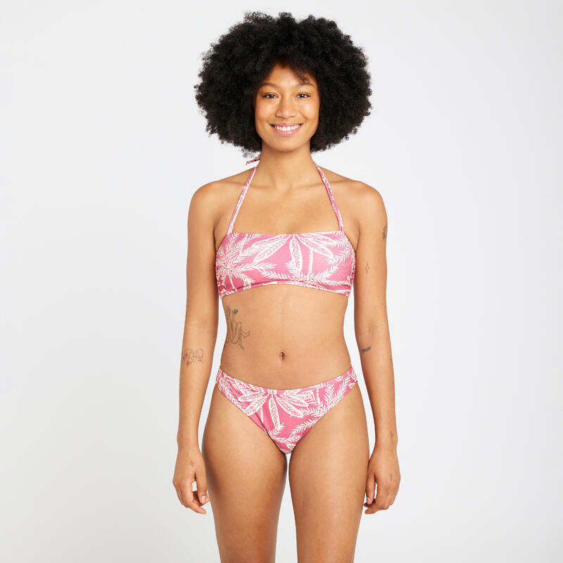 Bikinibroekje met textuur voor surfen dames tanga Lulu palmer roze