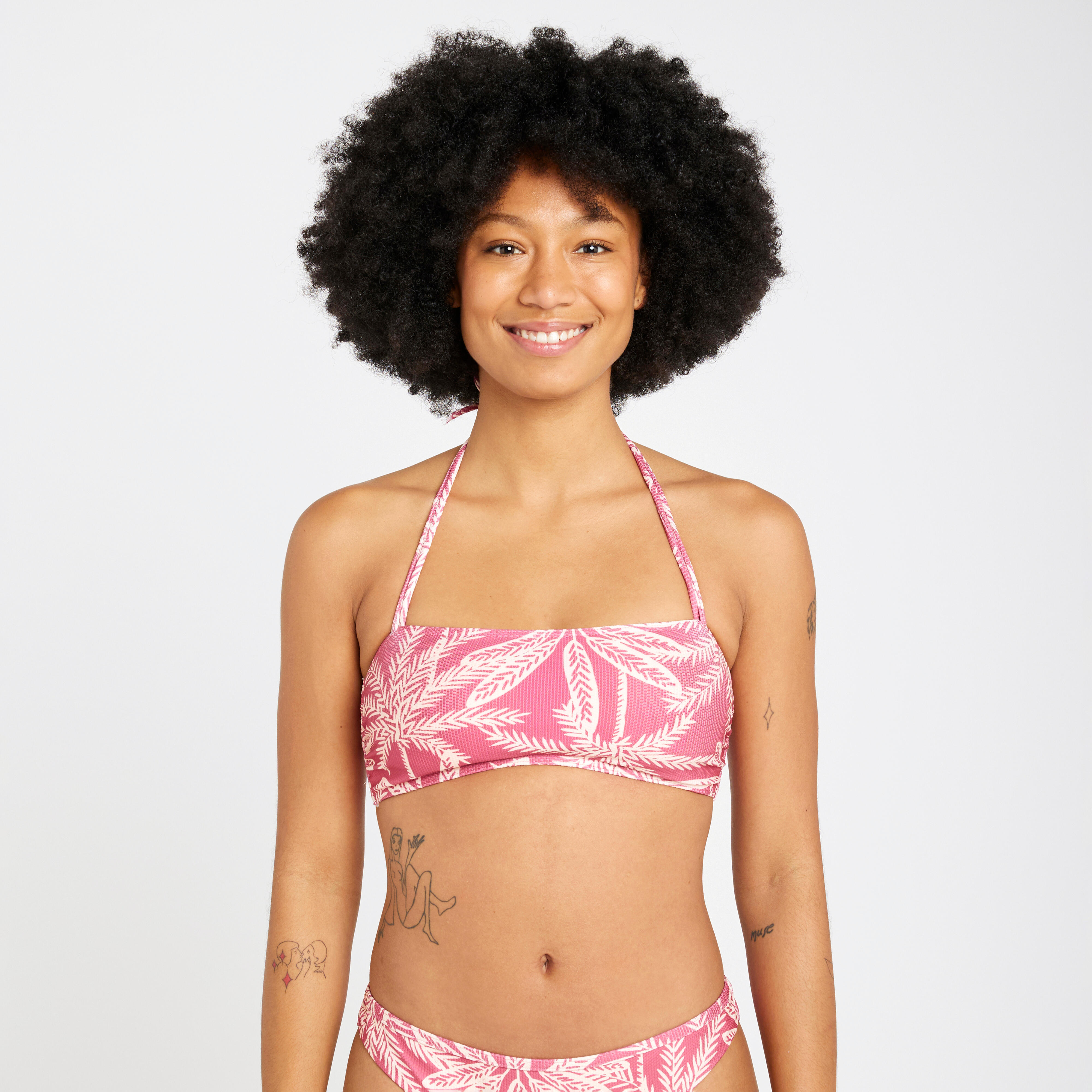 Women s textured bandeau swimsuit top Laura palmer pink OLAIAN