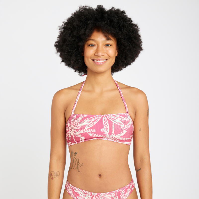 Bikinitop met textuur voor dames bandeau Laura palmer roze