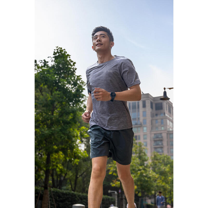 Dry+ Men's Running Breathable T-Shirt -Heather Black