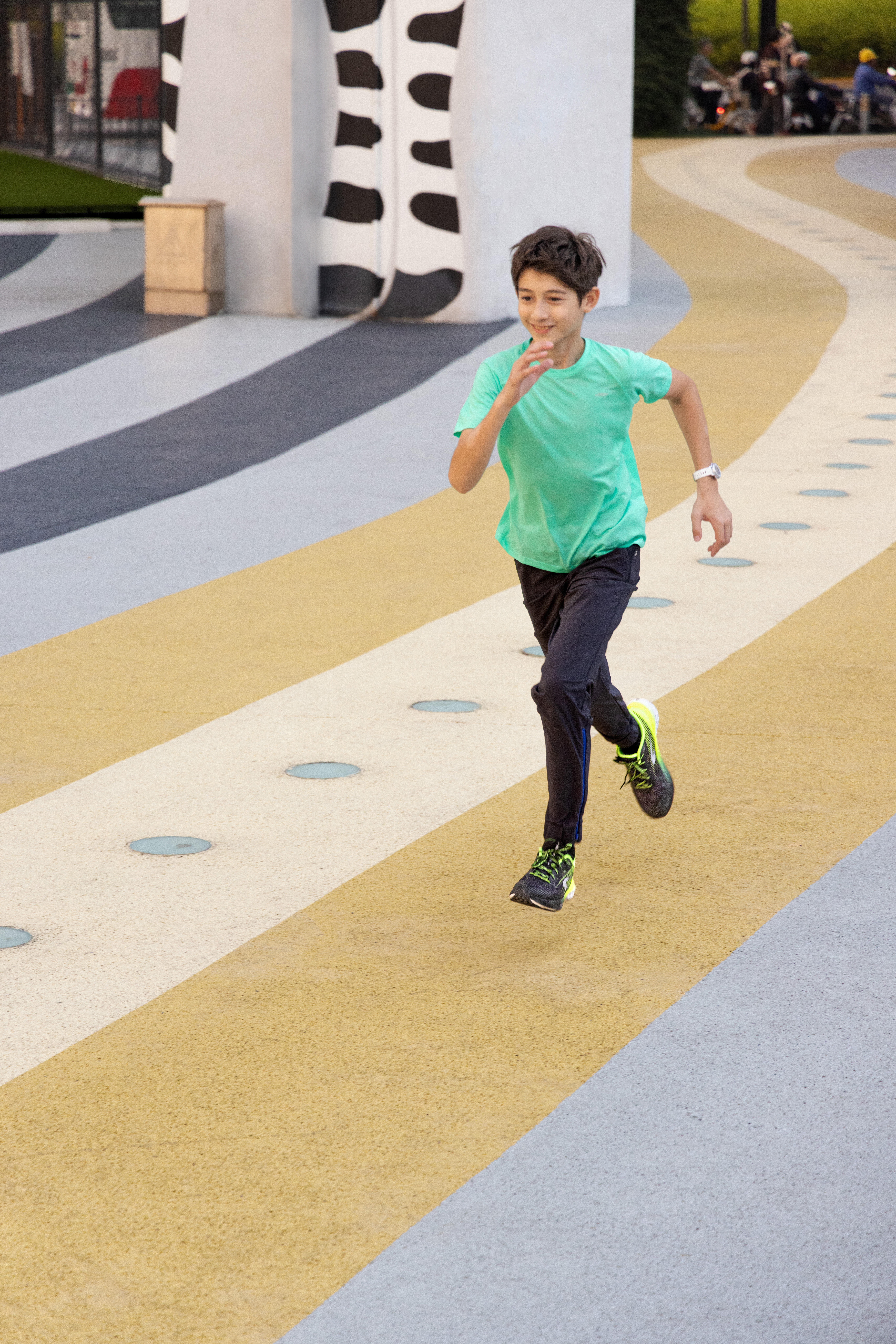 Kids KIPRUN DRY Running Trousers with Zip black blue
