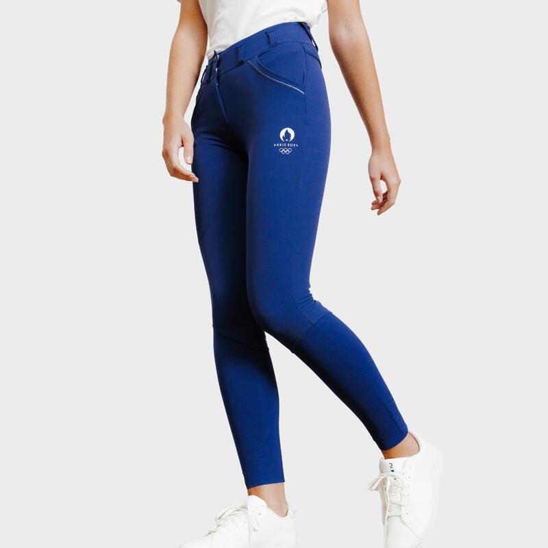 Pantalon 900 full grip équitation bleu Femme Paris 2024