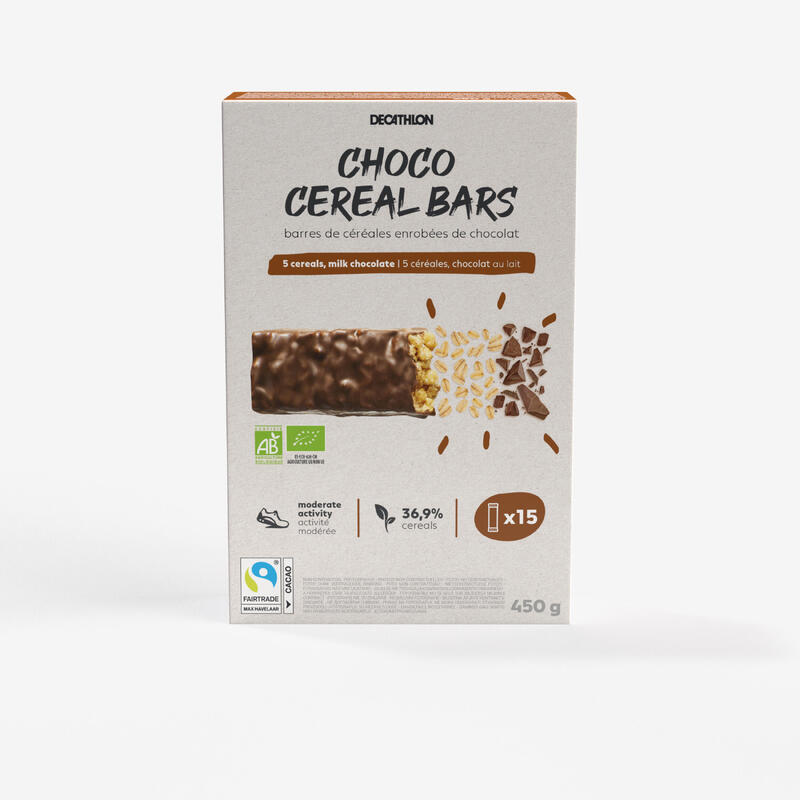 Barras de cereais coberta com chocolate BIO x15