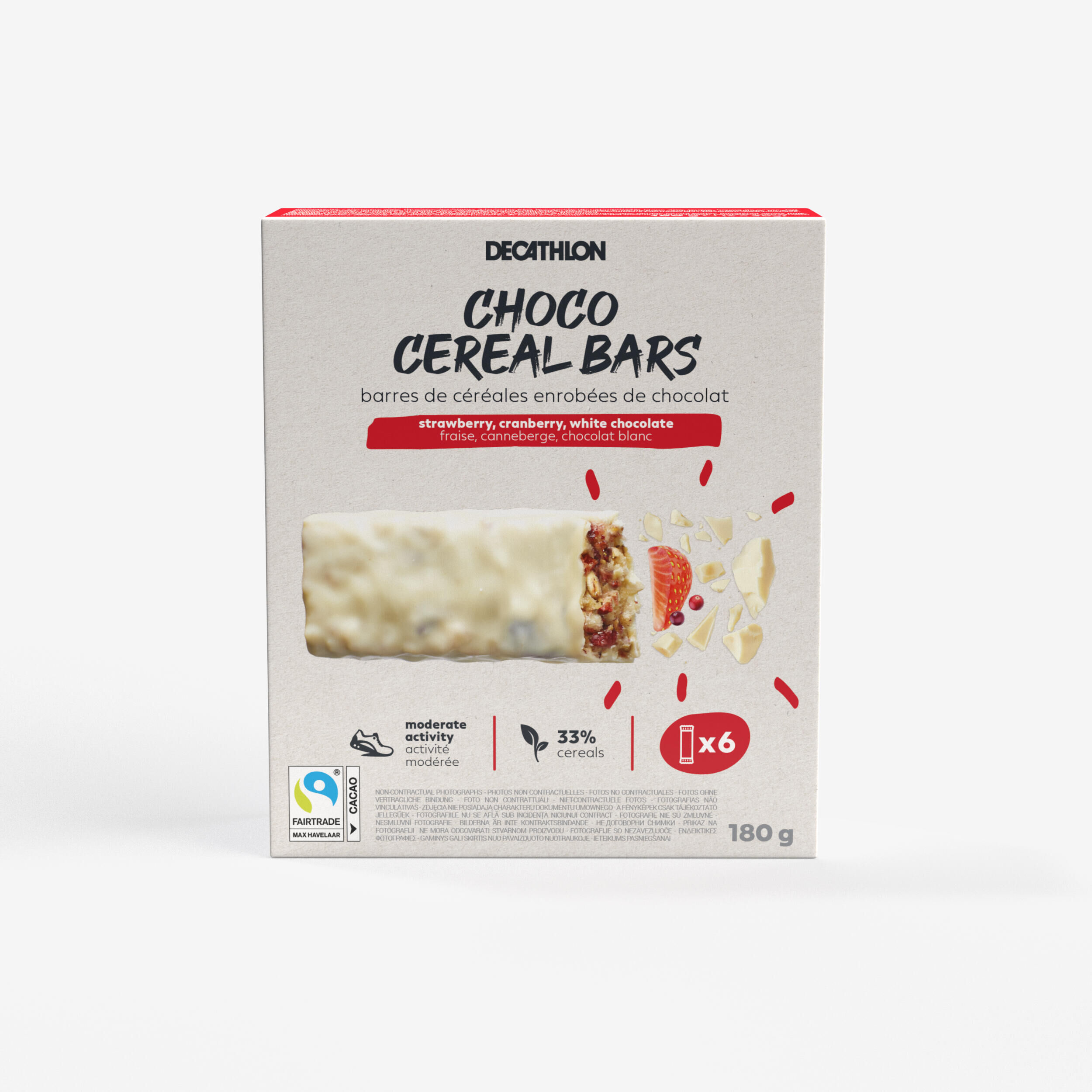 DECATHLON Coated Cereal Bar X6 White Chocolate & Mixed Berries