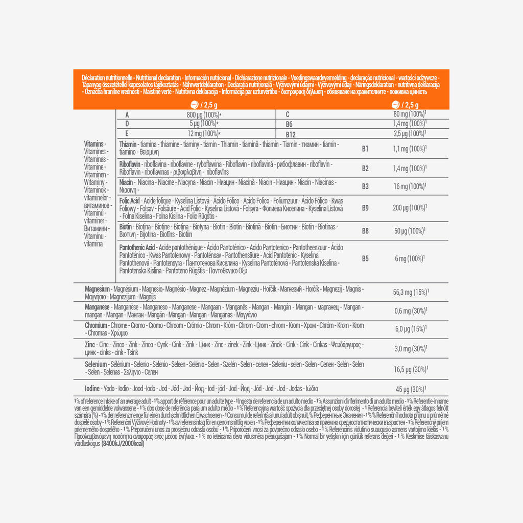 Multivitamins and sugar-free natural orange flavour - 30 tablets
