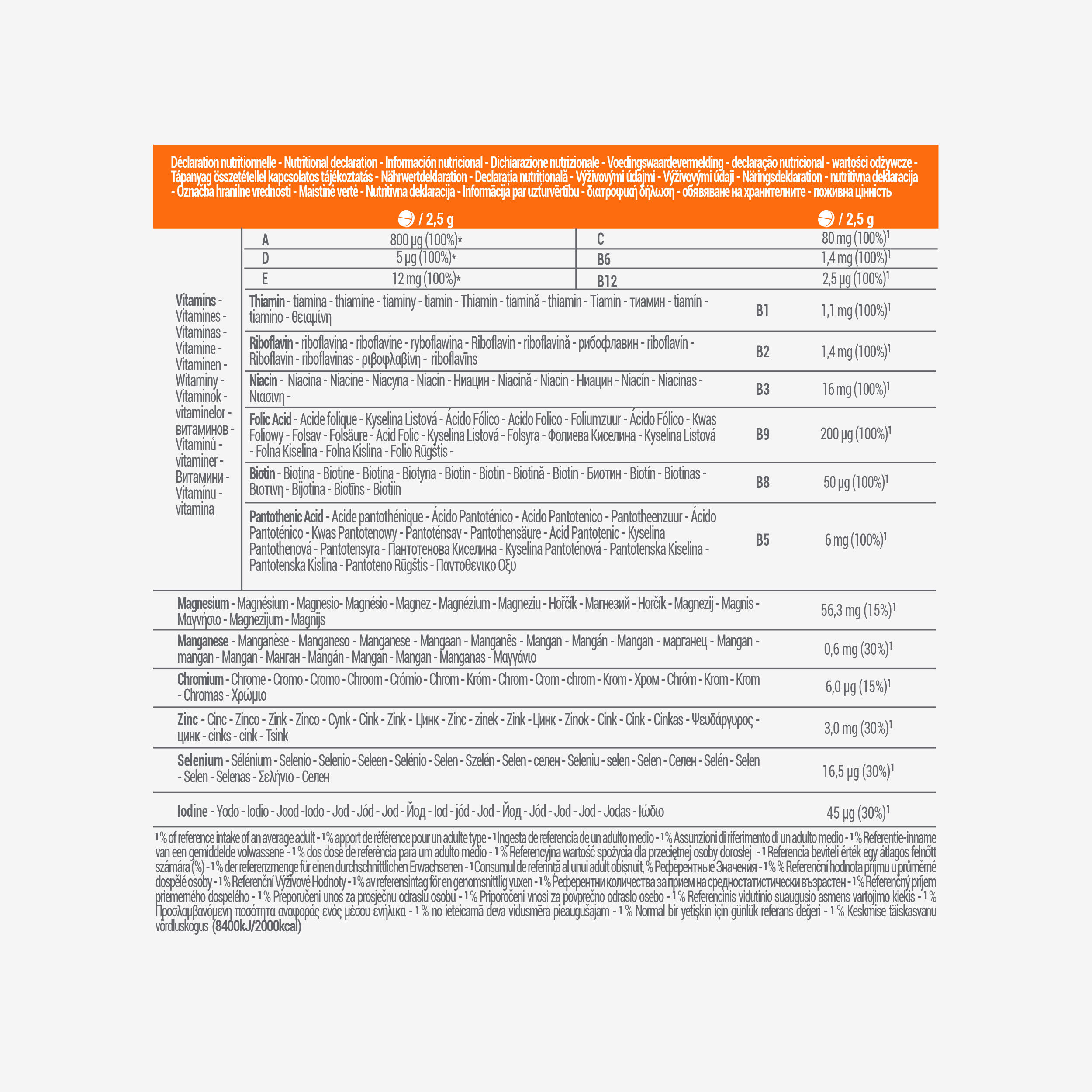 Multivitamins and sugar-free natural orange flavour - 30 tablets 2/2