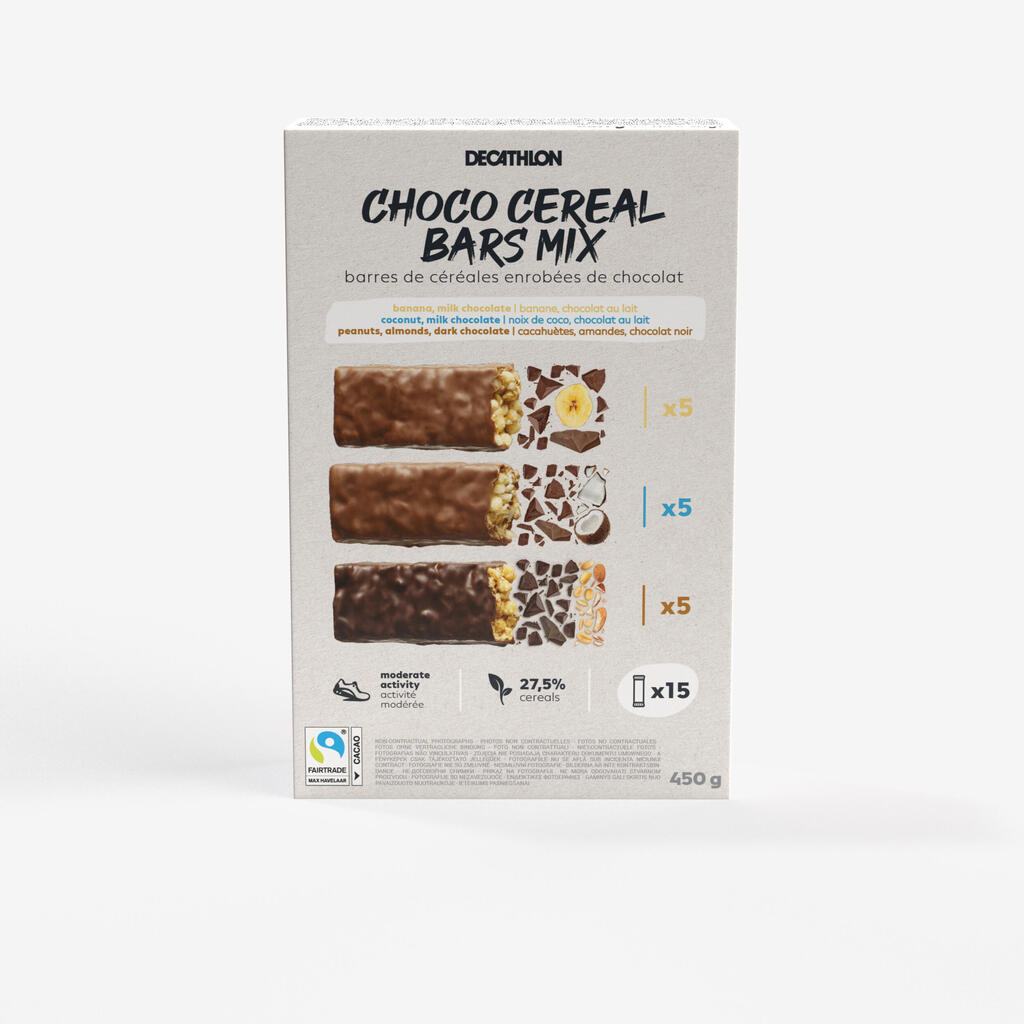 CHOCOLATE-COATED CEREAL MIX BARS x15