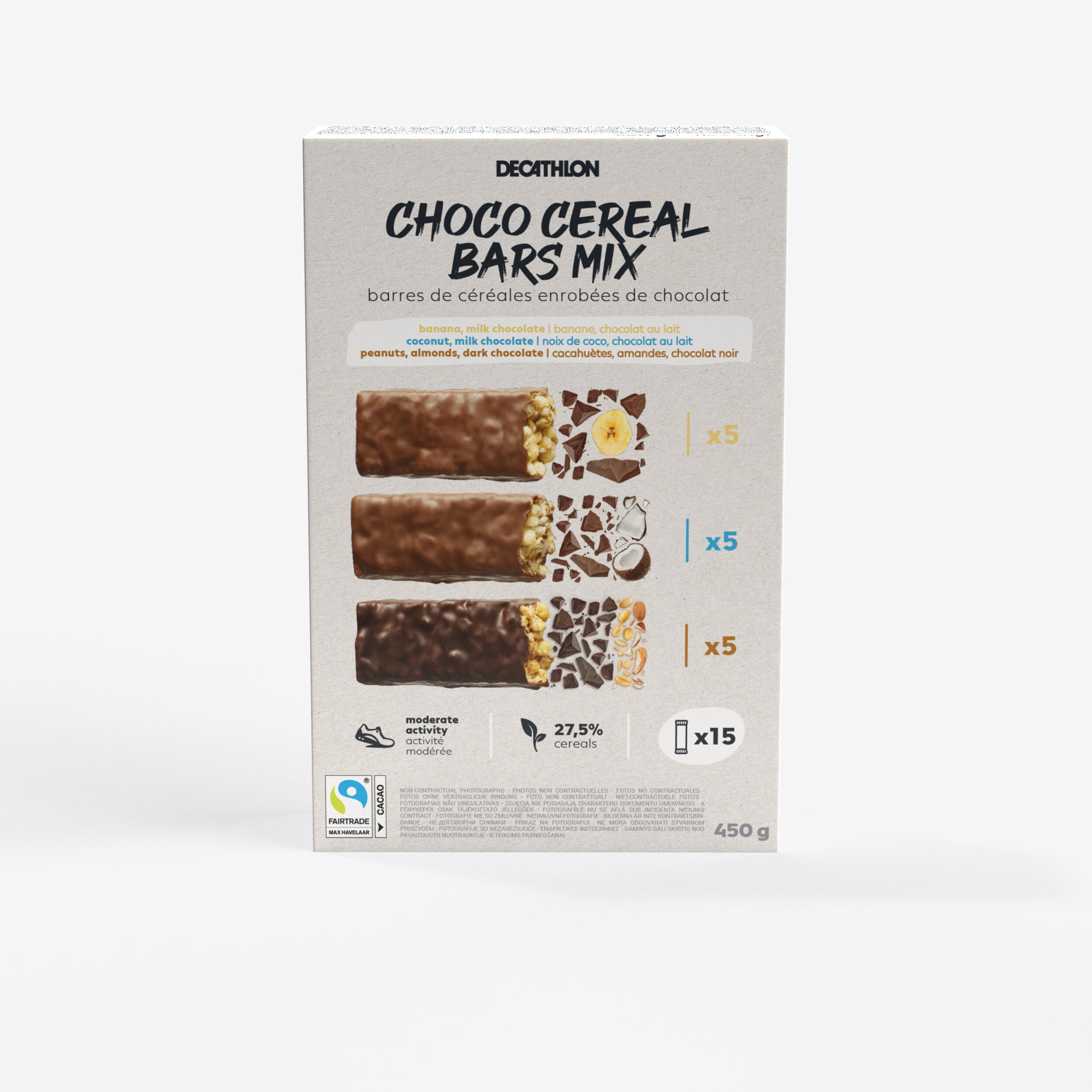 DECATHLON CHOCOLATE-COATED CEREAL MIX BARS x15