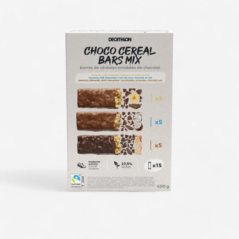 Mix de barritas de cereales recubiertas de chocolate x15 