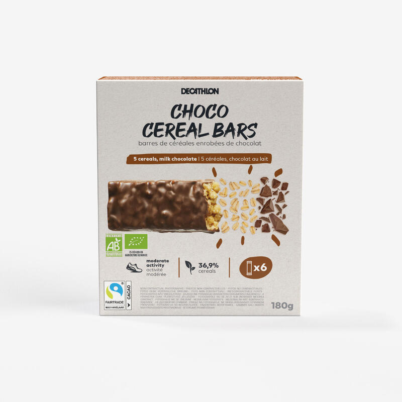 Barres de céréales bio enrobées chocolat au  lait x6