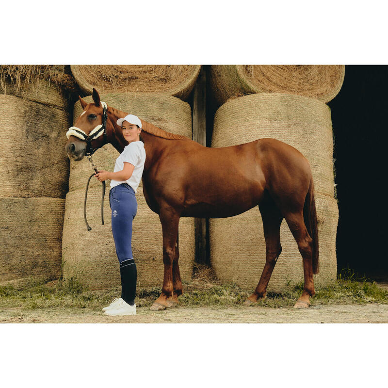 Pantalon 900 full grip équitation bleu Femme Paris 2024