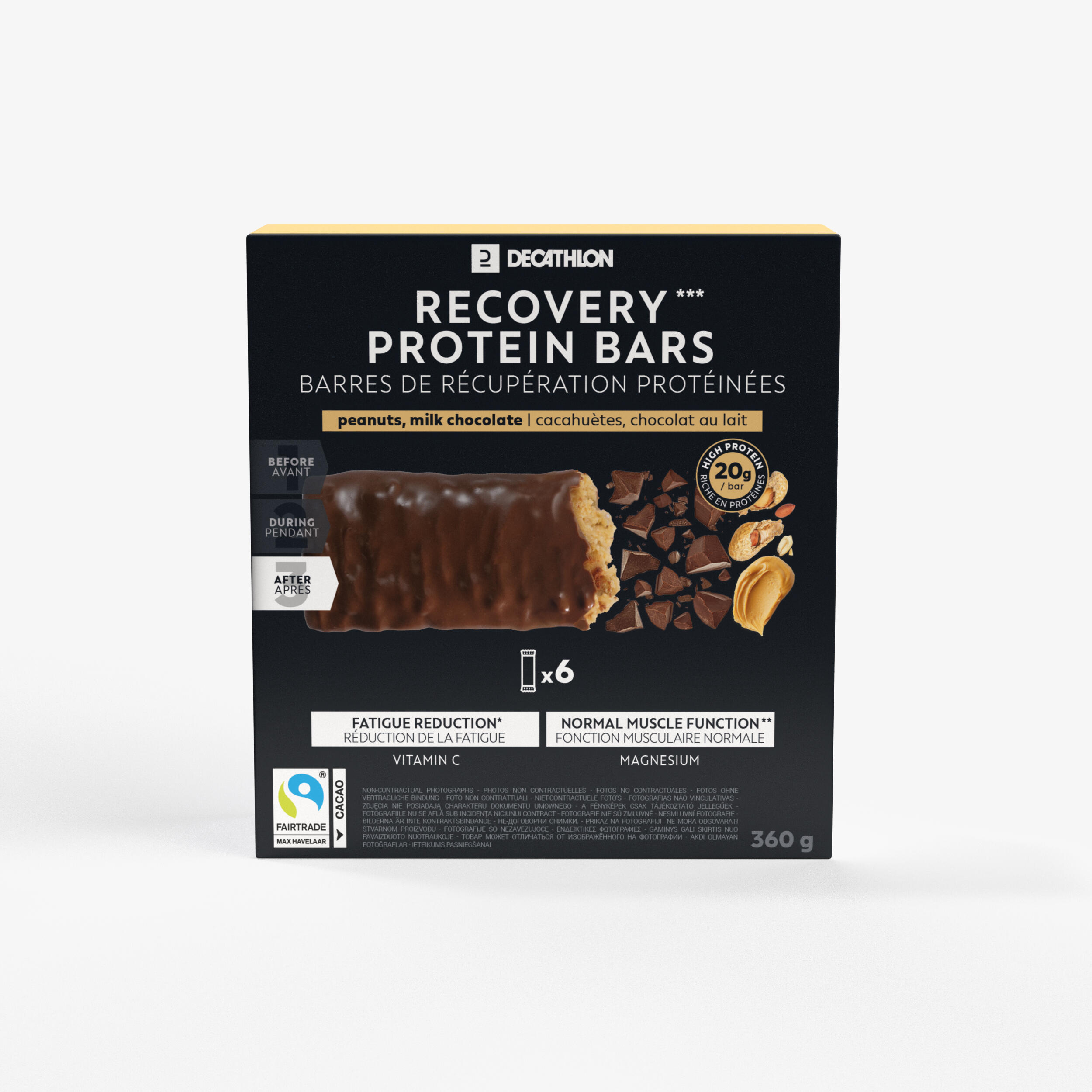 Decathlon - Barre Protéinée De Récupération *6 Chocolat / Cacahuète - Barre Protéinée - Nutrition Et Soin - - Taille Unique - Decathlon