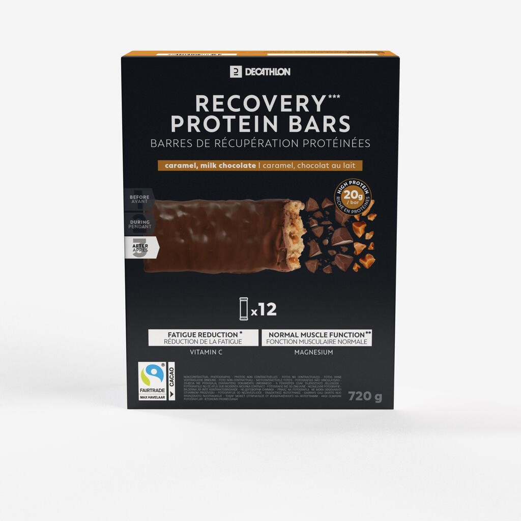 Milk chocolate and caramel recovery protein bar, pack of 12