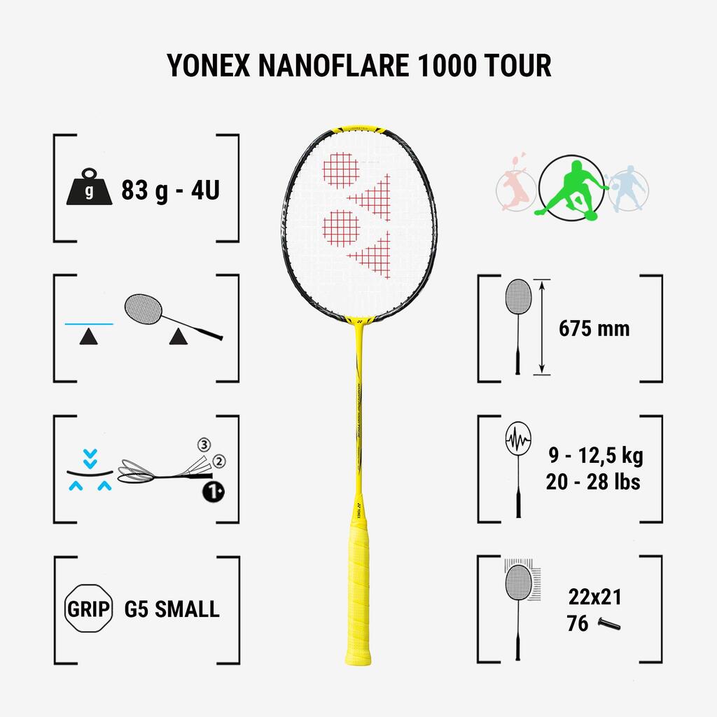 Bedmintonová raketa Nanoflare 1000 Tour žltá