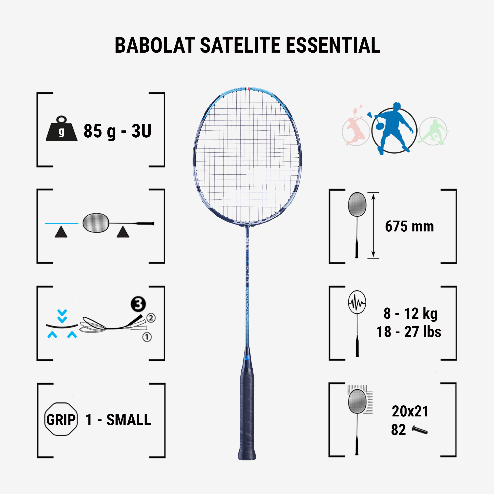 Raquette de badminton Babolat Satelite origine Essential (cordée) 2022