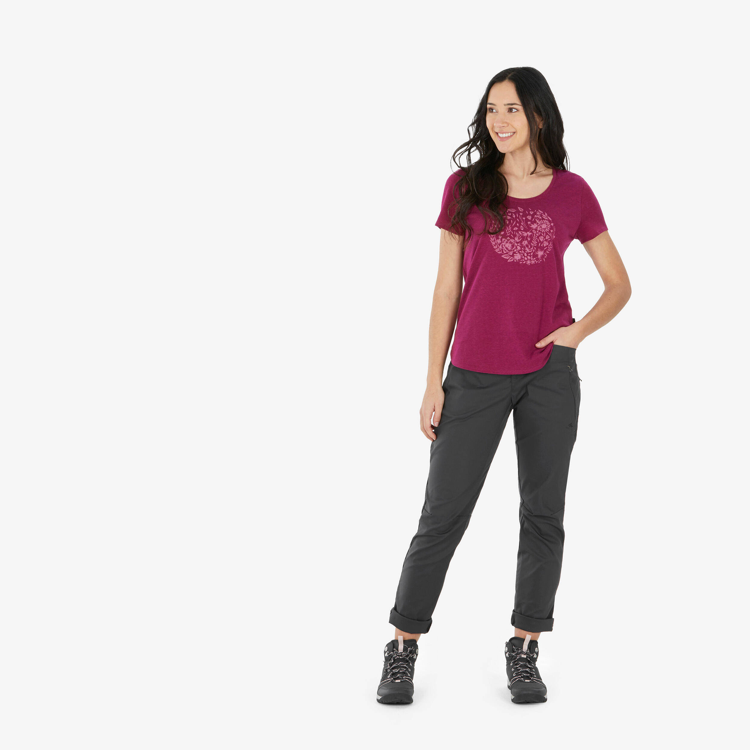 Women Regular Fit Pocketed Track Pants Dark Grey - NH500 -  3