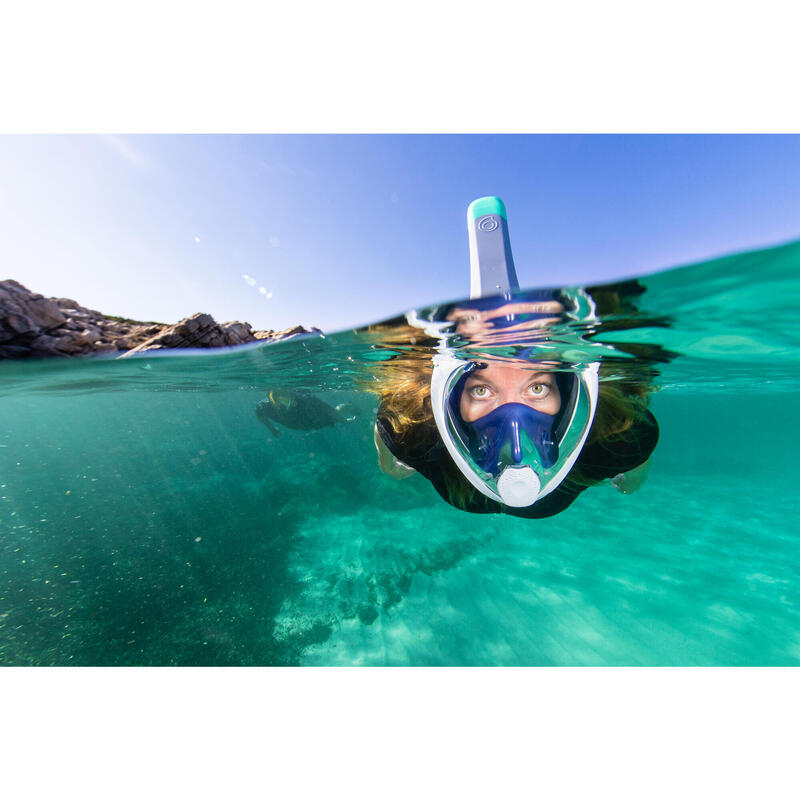 Masque snorkeling surface easybreath + avec valve acoustique > 10 ans - bleu